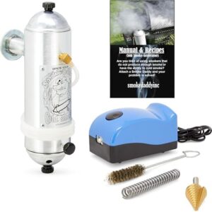 Enhance your outdoor cooking experience with the 8-Inch Hot or Cold Smoke Generator, compatible with any BBQ grill. Add wood chunks or chips for a customized flavor profile. Perfect for backyard enthusiasts!