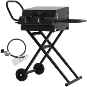 Here is the generated meta description:

"Perfect outdoor cooking solution with adjustable heat zones, folding design and side shelf for easy food preparation. Great for camping, RV trips or backyard gatherings."