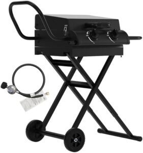 Here is the generated meta description:

"Perfect outdoor cooking solution with adjustable heat zones, folding design and side shelf for easy food preparation. Great for camping, RV trips or backyard gatherings."