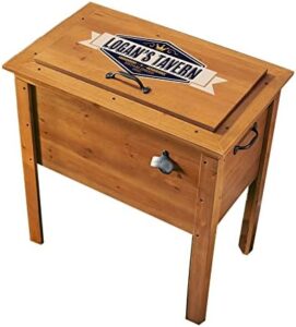 Create unforgettable backyard gatherings with the Let's Make Memories Personalized Tavern Outdoor Wooden Cooler, perfect for BBQ enthusiasts and navy-themed gifts. Perfectly sized for up to 48 cans.
