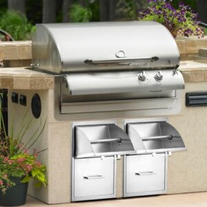 Elevate your outdoor grilling experience with the stainless steel BBQ drawer, perfect for your grill island or prep zone. Organize utensils and accessories in its spacious design, 17"W x21"H x21"D.