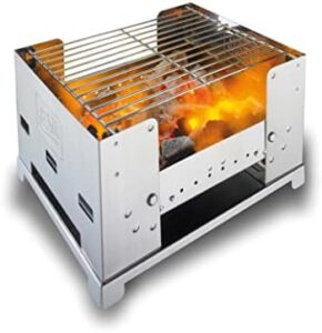 Here is the meta description:

"Compact and portable charcoal grill for outdoor enthusiasts, featuring a carrying bag for easy transport. Perfect for camping trips or backyard BBQs, this grill heats up quickly and cooks evenly."