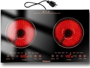 Here is the optimized SEO meta description:

"Upgrade your kitchen with this 2-burner electric cooktop featuring touch control, safety lock, timer and 2000W power. Perfect for small spaces, this compact cooktop offers 8 power levels and functions."