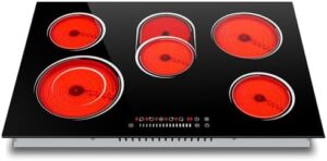 Unlock culinary possibilities with the Nefaracy 30" electric cooktop, featuring 5 burners, slider control, and dual oval zones. Perfect for home cooks, this 8400W ceramic cooktop offers timer, safety lock, and hot surface indicator.