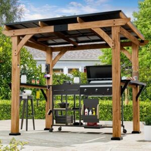 Elevate your outdoor living space with the Modern Shade Woodberry Grill Gazebo, featuring dual bar tops and shelves, a galvanized steel roof, and USB charging ports for patio or garden use. Perfect for relaxing with friends and family!