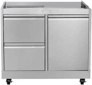 Here is the meta description:

"Upgrade your outdoor kitchen with KoolMore's heavy-duty stainless steel cabinet, featuring 2 drawers and propane tank storage for convenient built-in BBQ grilling. Perfect for cooking enthusiasts!"