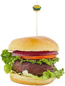 Here is the optimized SEO meta description:

"Enjoy outdoor dining with these 6 inch bamboo burger skewers, perfect for parties or picnics. Durable and sustainable, with built-in cartoon designs to add a fun touch!"