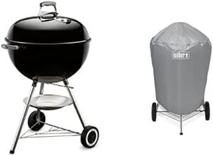 Discover the ultimate grilling experience with Weber's compact and portable grill, perfect for camping trips or backyard barbecues. Includes a durable cover for added protection and convenience.