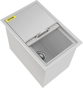 "Stay cool and organized with the Happybuy Stainless Steel Ice Cooler, featuring a 18L capacity, sliding cover, drop-in ice bin, drain-pipe, plug, and BBQ access door. Perfect for outdoor events or everyday use."
