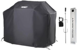 Here is your optimized meta description:

"Conquer backyard BBQs with this all-in-one Cover, Smoke, and Rotisserie Kit Bundle, featuring innovative designs for effortless cooking. Limited-time discounts available on Amazon!"