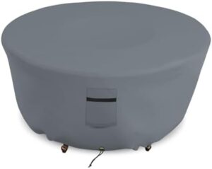 Protect your outdoor fire pit from the elements with our waterproof and UV-resistant cover, featuring air vents and adjustable drawstrings for a secure fit, perfect for patio, lawn or backyard use.