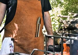 Here is a meta description optimized for WordPress Yoast SEO:

"Handcrafted leather apron for baristas, barbers, and BBQ enthusiasts. Durable construction, stylish design, and comfortable fit. Perfect for coffee shop, salon, or backyard grilling."