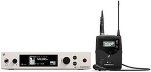 Experience professional audio with the Sennheiser Wireless Lavalier Set, featuring range AW+ and ew 300 G4-ME2-RC-AW+, perfect for podcasting, filmmaking, or public speaking.