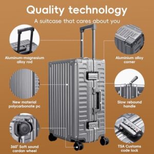 Discover the ROAMING Zipperless Luggage 24 Inch with Aluminum Frame, featuring a lightweight hard shell and spinner wheels. With double TSA locks for added security, this versatile travel companion is perfect for any adventure.