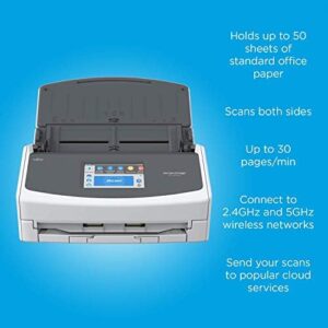 "Effortlessly scan documents in color or black and white using the Fujitsu ScanSnap iX1500. Features include duplex scanning, touch screen interface, and compatibility with Mac and PC. Renewed model, great value for your home office."