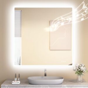Here is the output:

"Upgrade your bathroom with this LED mirror featuring Bluetooth speaker, 3 color temps, and dimmable brightness. Perfect for relaxing after a shower."