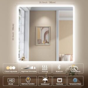 Here is the output:

"Upgrade your bathroom with this LED mirror featuring Bluetooth speaker, 3 color temps, and dimmable brightness. Perfect for relaxing after a shower."