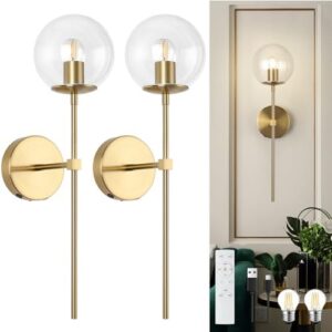 Illuminate your space with the Battery Operated Wall Sconce Set of 2, featuring rechargeable wireless lights and clear glass shades. Perfect for living rooms, hallways, or bedrooms.
