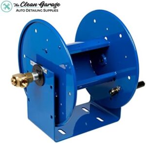 Get organized with the Clean Garage Cox Custom High Pressure Hose Reel, featuring a hand crank and up to 100-foot hose length. Perfect for yard work and cleaning tasks, this reel keeps your tools tidy and within reach.