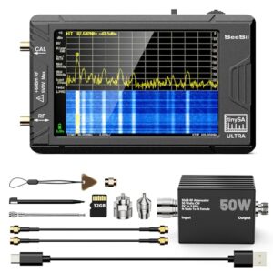 Upgrade your testing experience with the SeeSii TinySA Ultra Spectrum Analyzer. Analyze frequencies from 100kHz to 800MHz and enjoy 32GB storage on a handheld device, ideal for MF/HF/VHF/UHF applications, perfect for beginners and professionals alike!