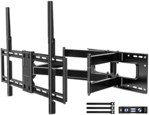 Elevate your viewing experience with this heavy-duty TV wall mount featuring a 30.3" long arm, swivel and tilt for perfect positioning, and durable construction supporting up to 165 lbs.