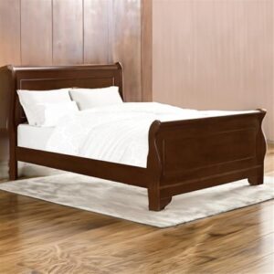 Discover the Pemberly Row Sleigh bed with easy assembly, no box spring needed. Cherry wood finish and eastern-style design bring elegance to your bedroom.