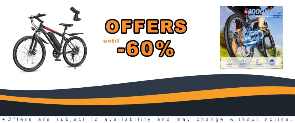 Electric Bike for Adults, 26″ Ebike with 1000W Peak Power and 50 Mile Range
