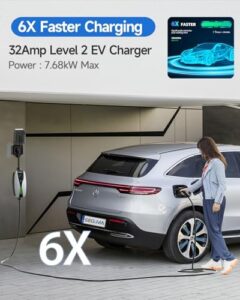 Here is the meta description:

"Power your electric vehicle anywhere with this Level 2 EV charger featuring a 32A output, adjustable current and 25ft extension cable. Perfect for home or outdoor use, charges quickly and efficiently."