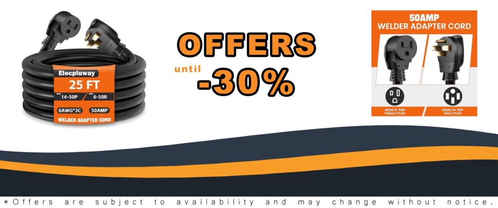 25 FT Heavy-Duty Welder Extension Cord with NEMA Adapter for Generators and Tesla EV Chargers
