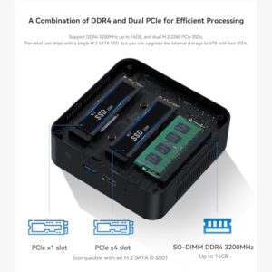 Upgrade your computing experience with the KEY-N100 Mini PC, featuring Intel Alder Lake N100 processor, 16GB DDR4 RAM, and 500G M.2 PCIe SSD storage. Supports dual displays, WiFi-5, BT5.0, and Ethernet connectivity.
