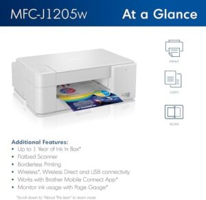 Print with ease and save up to a year's worth of ink - the MFC-J1205W INKvestment Wireless Multi-Function Color Inkjet Printer is here, working seamlessly with Alexa.