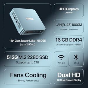 "Upgrade your home workspace with the WI-4 Mini PC, featuring an Intel 11th Gen processor, 16GB RAM, 512GB SSD and 4K HD display. Perfect for streaming and gaming."