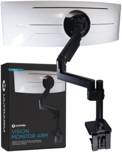 Elevate your workspace with the Heavy Duty Monitor Arm for Ultrawide Monitors, featuring a pneumatic height adjustment and modular extension arms. Perfect for desks up to 57" and 44 lbs, with VESA compatibility up to 100x100 mm.