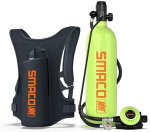 Dive into adventure with the Mini Scuba Tank, a lightweight aluminum cylinder delivering up to 25 minutes of diving time. Perfect for practice and backup air source.