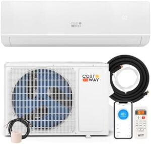 Cools rooms up to 1250 sq.ft with WiFi enabled mini split AC unit. Perfect for large spaces, works with Alexa, and features 25 SEER2 efficiency.
