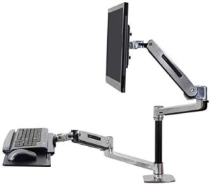 Elevate your workspace comfort with the WorkFit-LX Sit-Stand Single Monitor and Keyboard Arm, suitable for monitors up to 42 inches and weights up to 25 lbs.