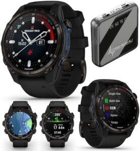 "Stay submerged with Garmin Descent Mk3 & Mk3i dive computers, featuring up to 25 days battery life and AMOLED display. Includes extra-long strap and GPS smartwatch bundle."