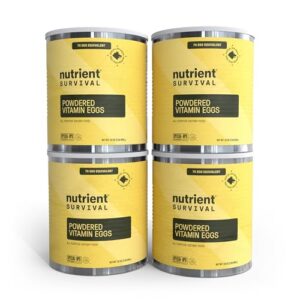 Stock up on emergency food supply with 4 cans of freeze-dried eggs, equivalent to 70 egg portions. Rich in 33 essential nutrients, gluten-free and shelf-stable for up to 25 years.