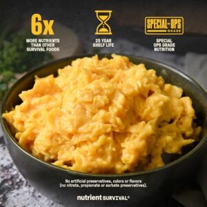 Stock up on emergency food supply with 4 cans of freeze-dried eggs, equivalent to 70 egg portions. Rich in 33 essential nutrients, gluten-free and shelf-stable for up to 25 years.