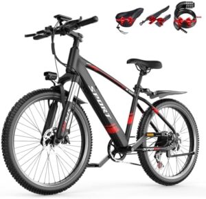 Explore the thrill of cycling with this electric mountain bike, featuring a powerful 750W motor and removable 48V battery for up to 45 miles of adventure.