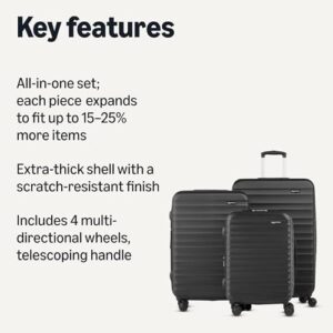 Explore more space with this 3-piece set of hardshell suitcases featuring expandable designs for up to 25% extra storage.