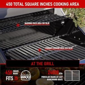 Cook up outdoor fun with the Mesa200B 2-Burner Gas Patio Grill featuring clearview lid, knob control and foldable shelves. Perfect for small gatherings, ideal dimensions and effortless cooking.