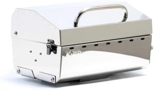 Here is the generated SEO meta description:

"Compact and portable Kuuma Premium Stainless Steel Mountable Gas Grill ideal for boats, tailgating, or small outdoor spaces. Perfectly sized 125 inches with regulator included."