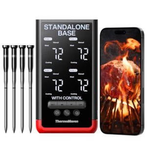 Get precise cooking results with this smart Bluetooth wireless meat thermometer featuring 4 probes and WiFi connectivity. Ideal for BBQ, grill, kitchen, oven, smoker, and rotisserie.