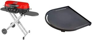 Here is the generated SEO meta description:

"Take camping to the next level with Coleman Roadtrip 285, a portable propane grill featuring cast iron griddle & grill grate. Perfect for outdoor adventures, this combo grill and cooktop offers ample cooking space."