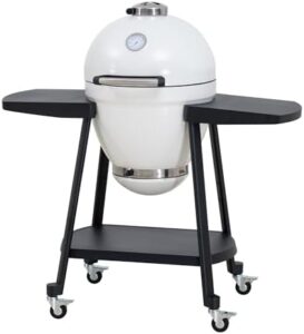 Discover the ultimate outdoor grill experience with Sunjoy's Charcoal Kamado Grill. Perfect for pizzas, BBQs, and smoking, this 20-inch egg-shaped grill features a pizza stone and wheels for easy mobility.