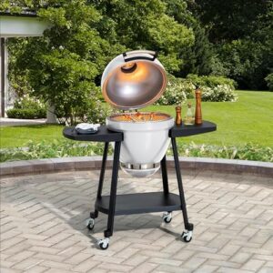 Discover the ultimate outdoor grill experience with Sunjoy's Charcoal Kamado Grill. Perfect for pizzas, BBQs, and smoking, this 20-inch egg-shaped grill features a pizza stone and wheels for easy mobility.