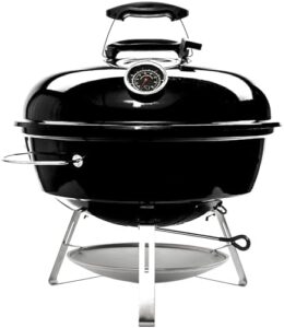 Here is the optimized SEO meta description:

"Portability meets flavor with SnS Grills' Travel BBQ Deluxe Bundle, featuring a portable kettle grill and cast iron drip 'n griddle pan. Perfect for camping trips or backyard gatherings!"