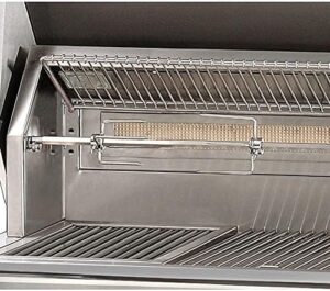 Savor sizzling flavors with the Alfresco ALXE 30-inch built-in natural gas grill featuring a Sear Zone and Rotisserie, perfect for backyard gatherings and outdoor cooking enthusiasts.