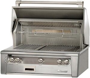 Here is the optimized meta description:

"Sear delicious meals with the Alfresco ALXE-42SZ-NG grill, featuring up to 108000 BTUH and a rotisserie. Perfect for outdoor gatherings, now with a built-in motor in stainless steel."